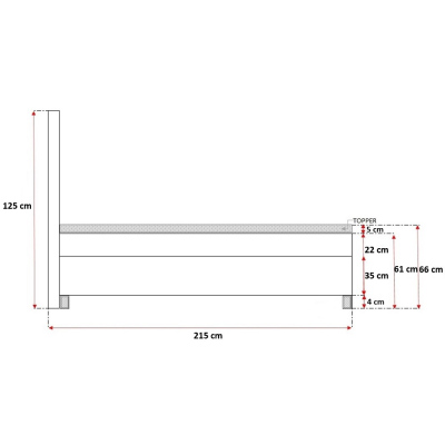 Elegantná čalúnená posteľ Maximo 120x200, červená + TOPPER