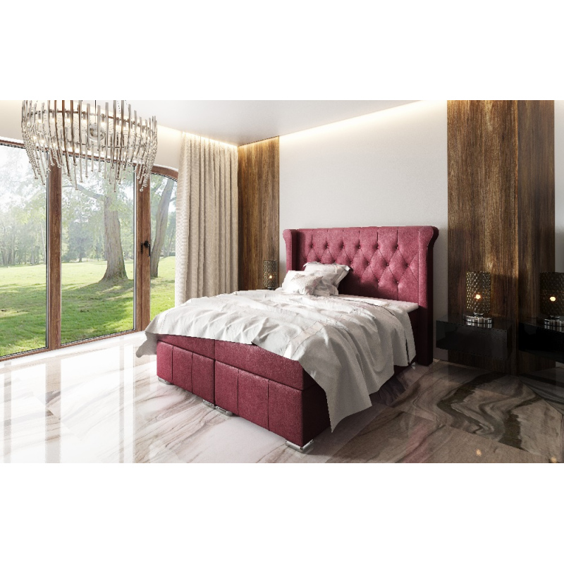 Elegantná čalúnená posteľ Maximo 120x200, červená + TOPPER