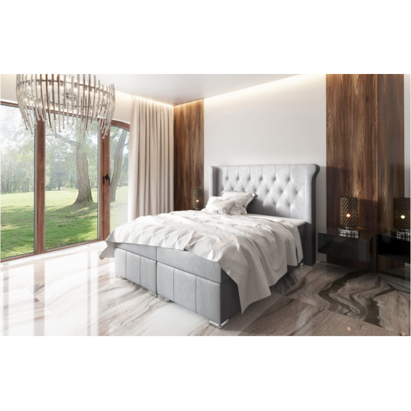 Elegantná čalúnená posteľ Maximo 120x200, šedá + TOPPER