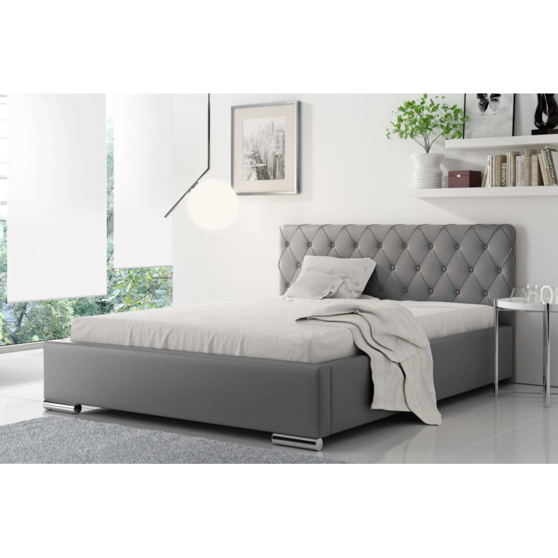 Čalúnená manželská posteľ Piero 200x200, šedá eko koža
