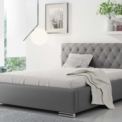 Čalúnená manželská posteľ Piero 140x200, šedá eko koža