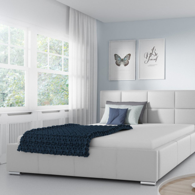 Jednoduchá posteľ Marion  200x200, biela eko koža