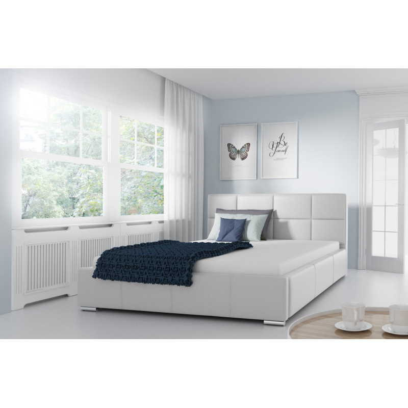 Jednoduchá posteľ Marion  140x200, biela eko koža