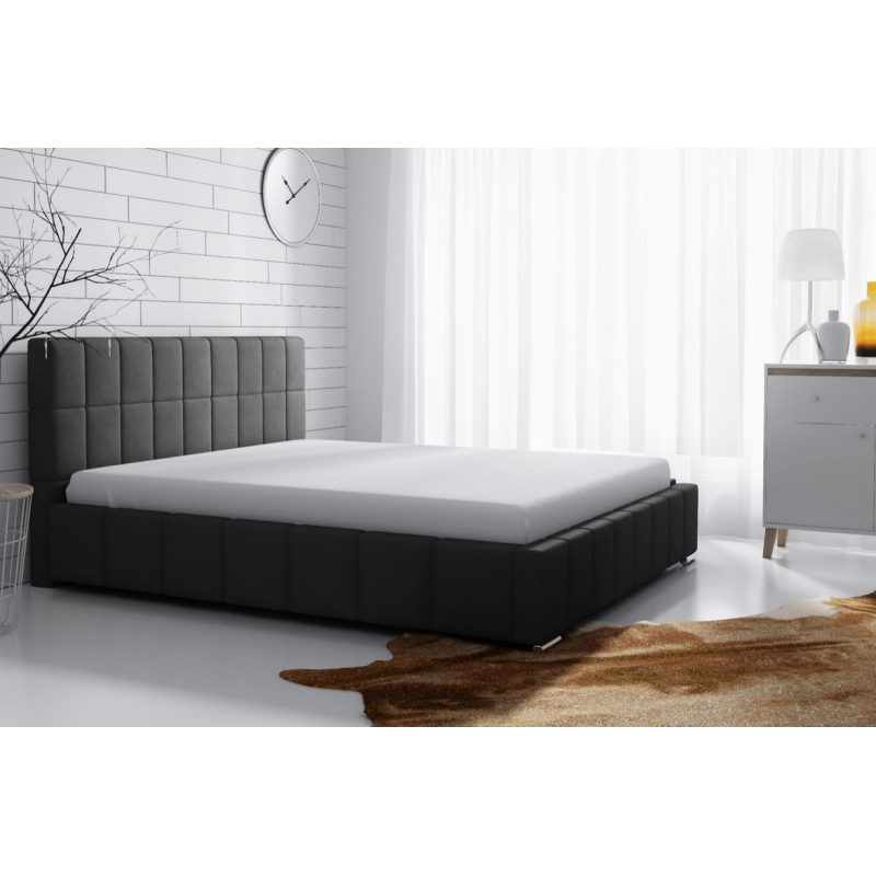 Jemná čalúnená posteľ Lee 180x200, čierna