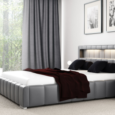 Manželská posteľ Fekri 200x200, šedá eko koža