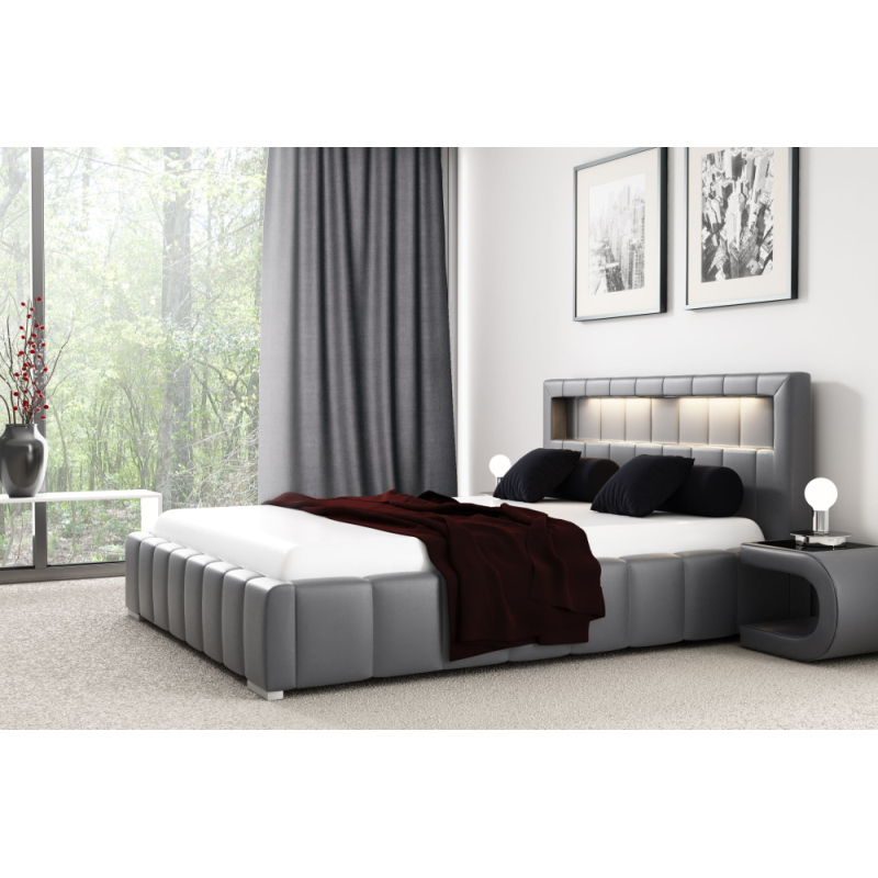 Manželská posteľ Fekri 200x200, šedá eko koža
