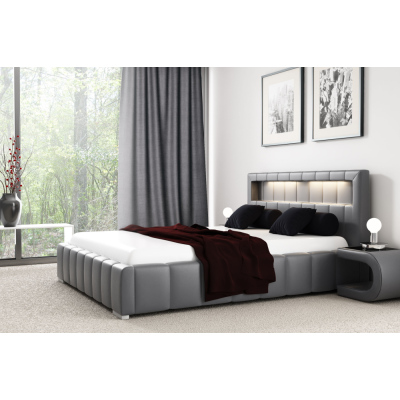 Manželská posteľ Fekri 180x200, šedá eko koža