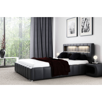 Manželská posteľ Fekri 160x200, čierna eko koža