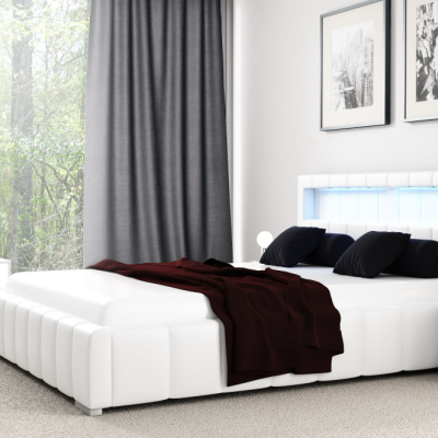 Manželská posteľ Fekri 160x200, biela eko koža