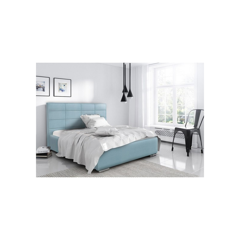 Elegantná manželská posteľ Caffara 180x200, modrá, jemná poťahová látka