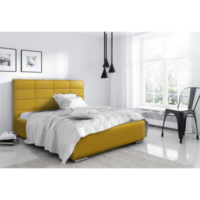 Elegantná manželská posteľ Caffara 180x200, žltá, jemná poťahová látka