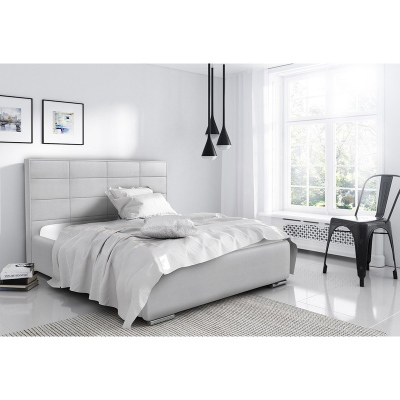 Elegantná manželská posteľ Caffara 160x200, šedá, jemná poťahová látka