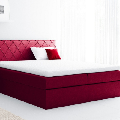 Pohodlná čalúnená posteľ Perez 160x200, červená