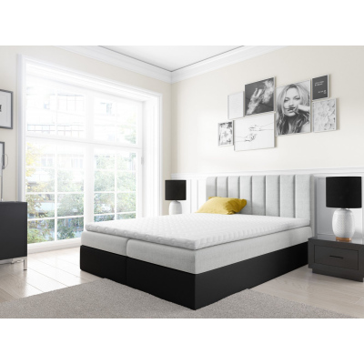 Dvojfarebná manželská posteľ Azur 200x200, šedá + čierna eko koža + TOPPER