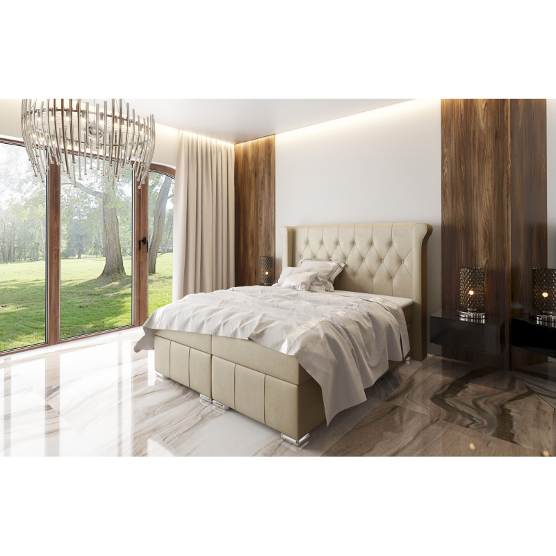 Elegantná čalúnená posteľ Maximo140x200, béžová + TOPPER