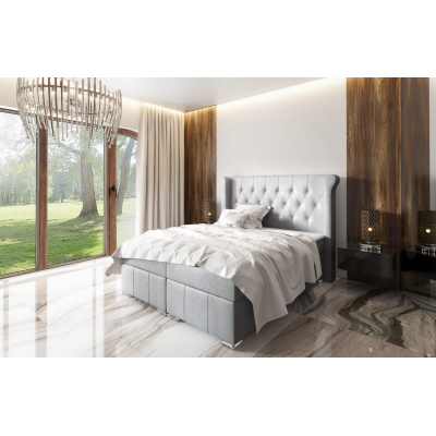 Elegantná čalúnená posteľ Maximo 140x200, šedá + TOPPER