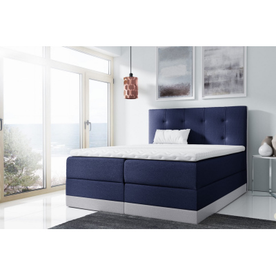 Jednoduchá čalúnená posteľ Tory  200x200, modrá + TOPPER