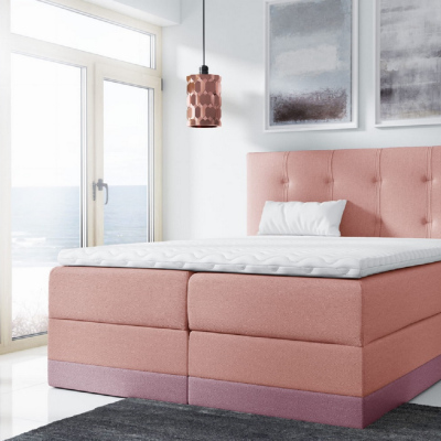 Jednoduchá čalúnená posteľ Tory 180x200, ružová + TOPPER