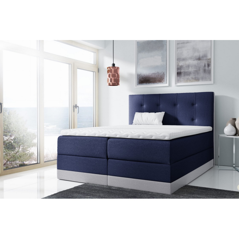 Jednoduchá čalúnená posteľ Tory 160x200, modrá + TOPPER