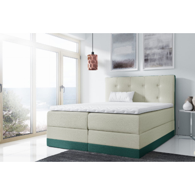 Jednoduchá čalúnená posteľ Tory 140x200, zelená + TOPPER