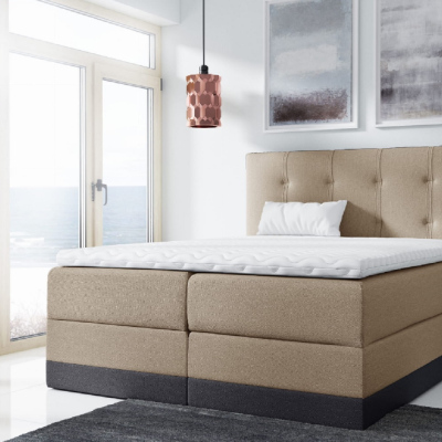 Jednoduchá čalúnená posteľ Tory 120x200, béžová + TOPPER