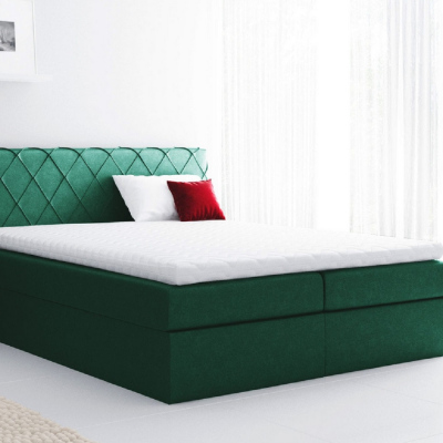 Pohodlná čalúnená posteľ Perez 120x200, zelená + TOPPER