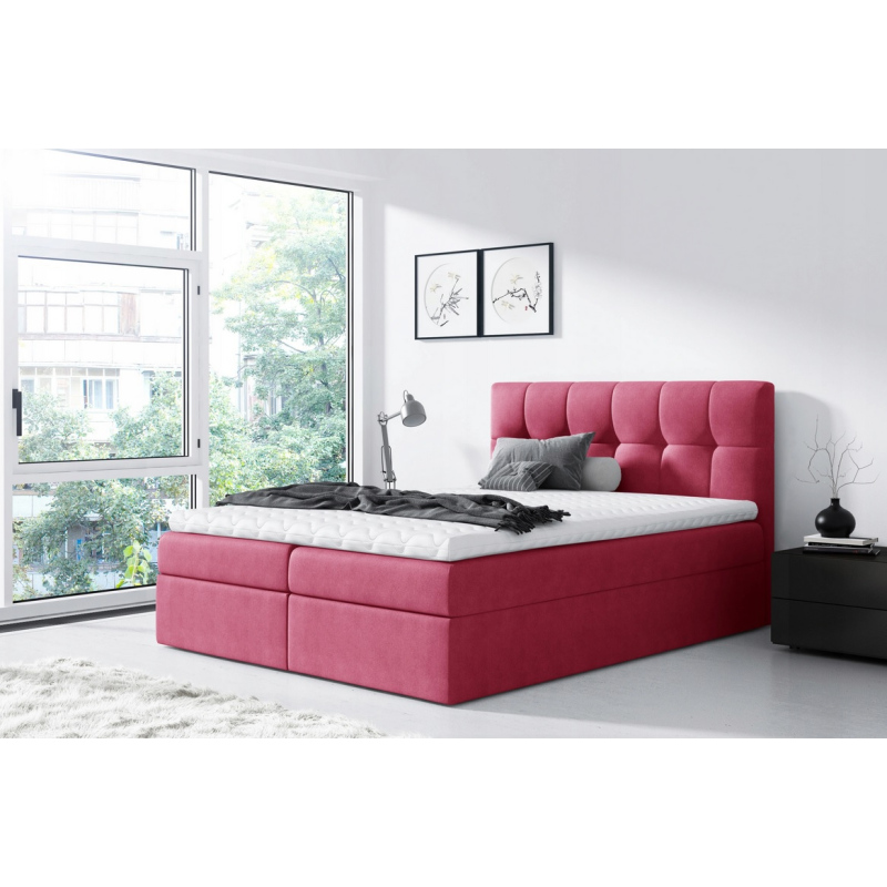 Jednoduchá posteľ Rex 120x200, červená + TOPPER