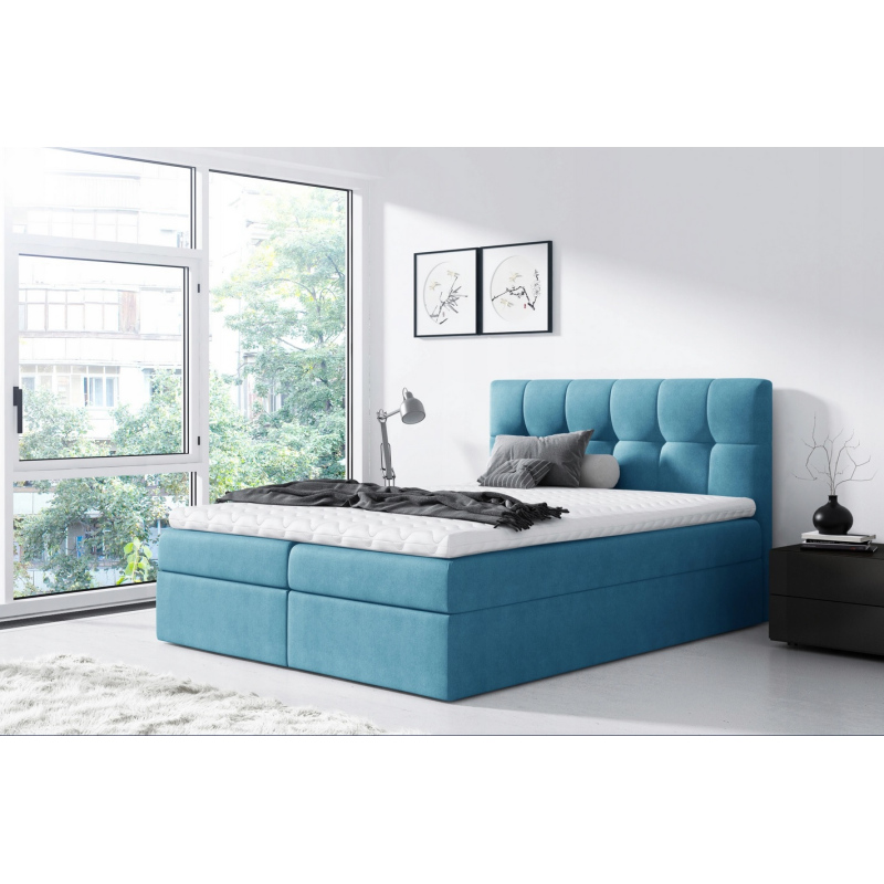 Jednoduchá posteľ Rex 120x200, modrá + TOPPER