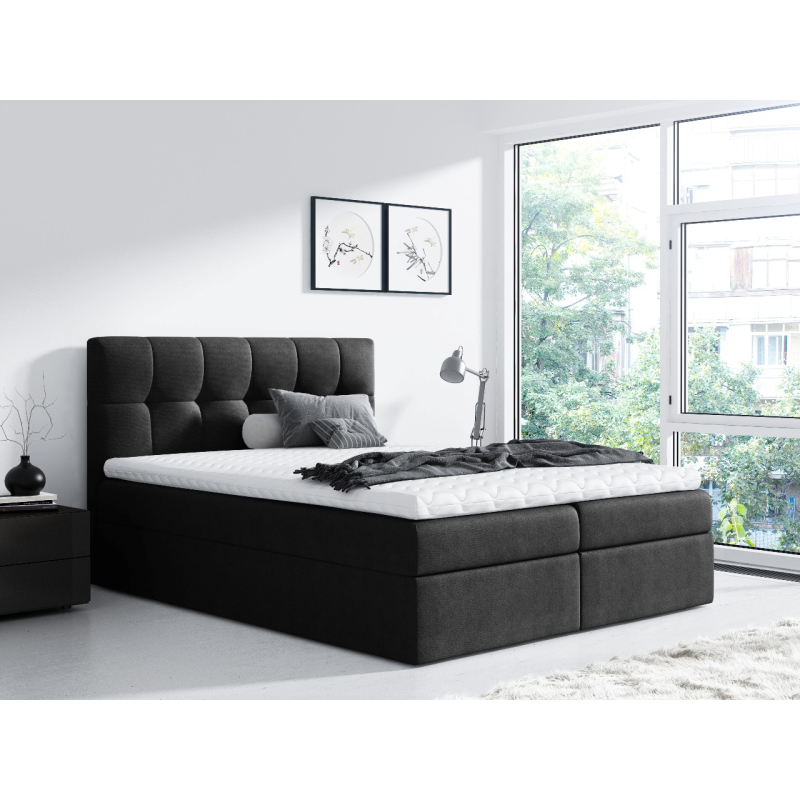 Jednoduchá posteľ Rex 140x200, čierna + TOPPER