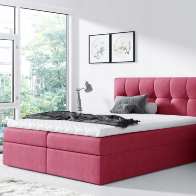 Jednoduchá posteľ Rex 140x200, červená + TOPPER