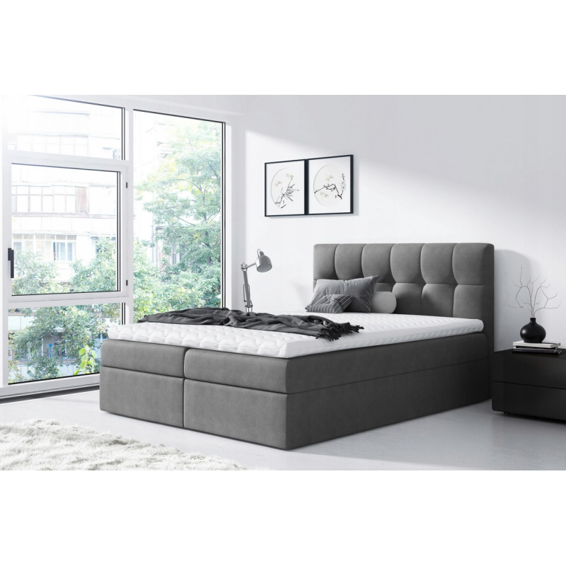 Jednoduchá posteľ Rex 140x200, šedá + TOPPER