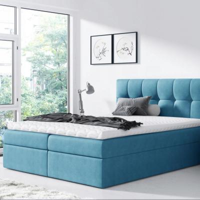 Jednoduchá posteľ Rex 180x200, modrá + TOPPER
