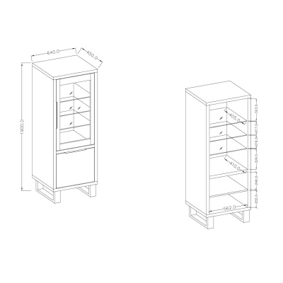 Minimalistická dvojdverová vitrína GEJFUN, dub Wotan