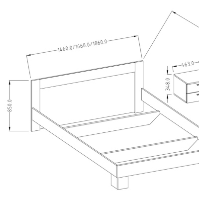 Posteľ s nočnými stolíkmi BEATA 160x200, severská borovica
