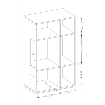 Vysoká komoda s presklenenou SHADI ľavá, biela + dub wotan