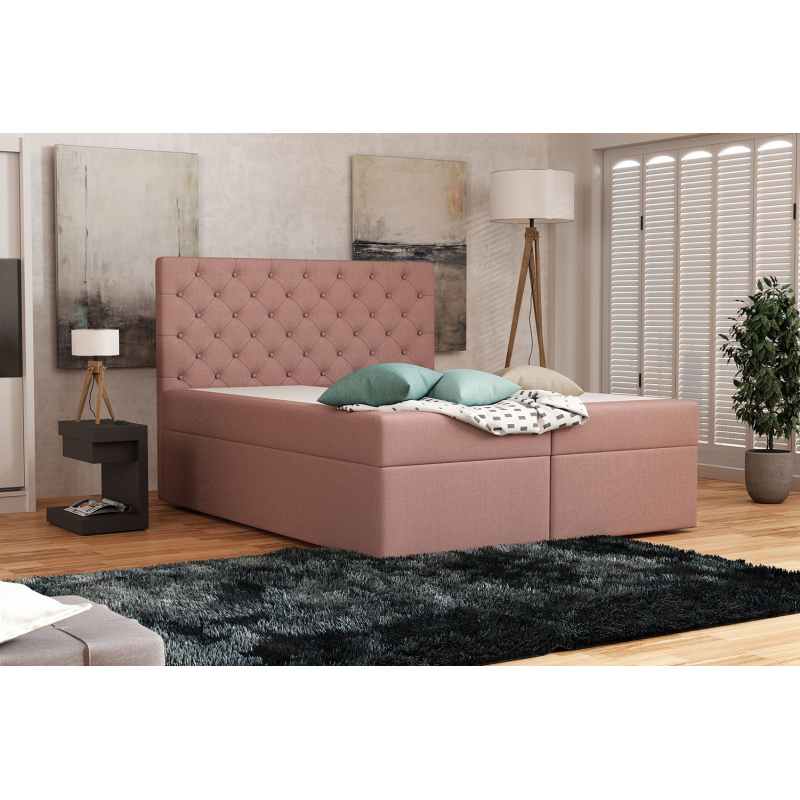 Elegantní čalouněná postel 160x200 ALLEFFRA - růžová 1