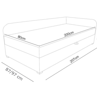 Čalúnená posteľ VALESKA 90x200, šedá