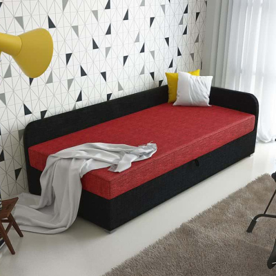 Čalúnená posteľ VALESKA 90x200, čierna + červená