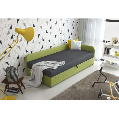 Čalúnená posteľ VALESKA 90x200, zelená + šedá