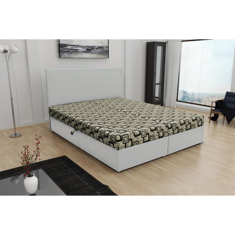 Odolná čalúnená posteľ s úložným priestorom DANIELA 180x200, biela + béžová