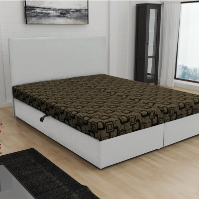 Odolná čalúnená posteľ s úložným priestorom DANIELA 160x200, biela + hnedá
