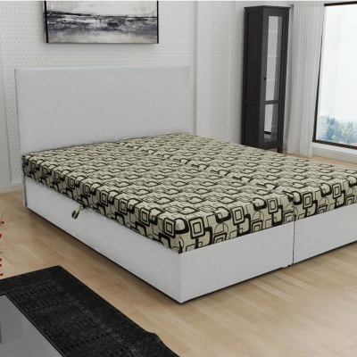 Odolná čalúnená posteľ s úložným priestorom DANIELA 160x200, biela + béžová