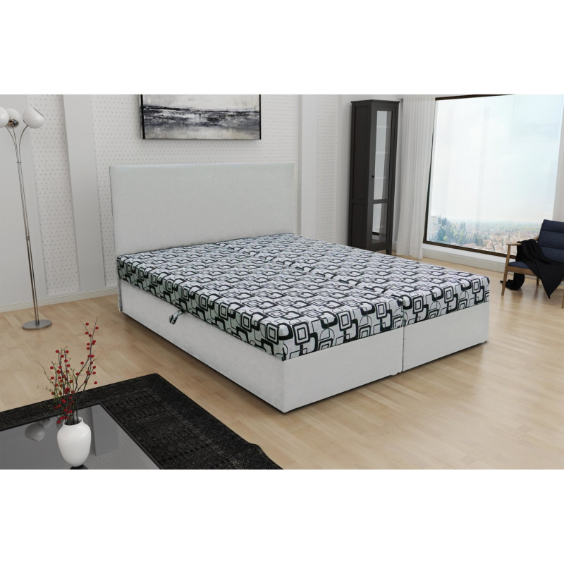Odolná čalúnená posteľ s úložným priestorom DANIELA 140x200, biela + šedá