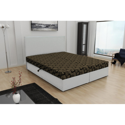 Odolná čalúnená posteľ s úložným priestorom DANIELA 140x200, biela + hnedá