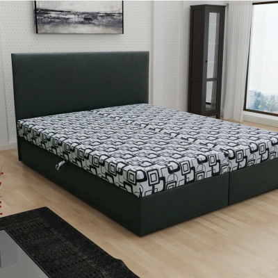 Odolná čalúnená posteľ s úložným priestorom DANIELA 140x200, čierna