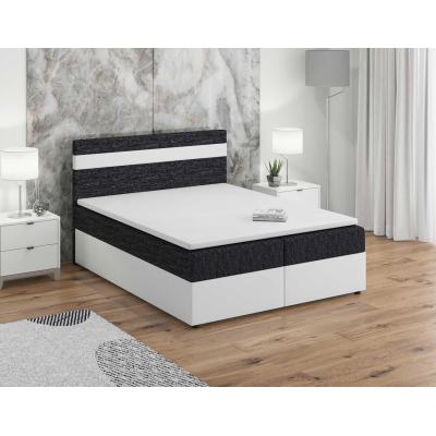 Boxspringová posteľ SISI 180x200, čierna + biela eko koža