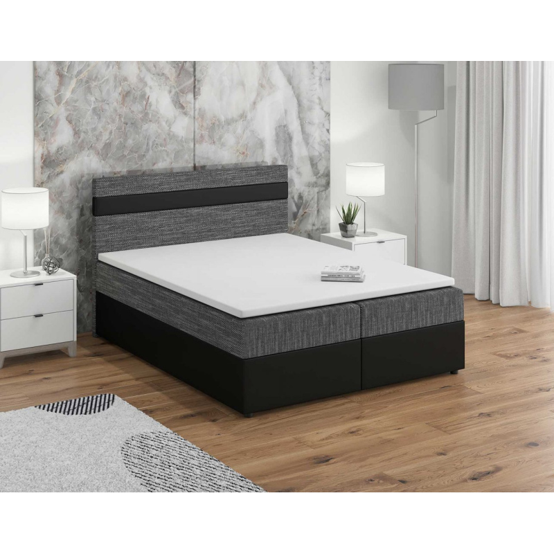 Boxspringová posteľ 180x200 SISI, šedá + čierna eko koža