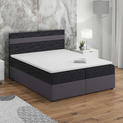 Boxspringová posteľ 160x200 SISI, čierna + šedá eko koža