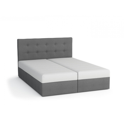 Boxspringová posteľ 160x200 SISI, šedá + biela eko koža