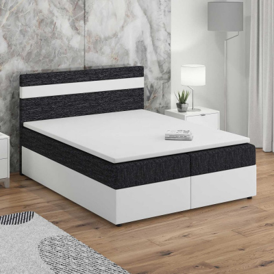 Boxspringová posteľ 140x200 SISI, čierna + biela eko koža